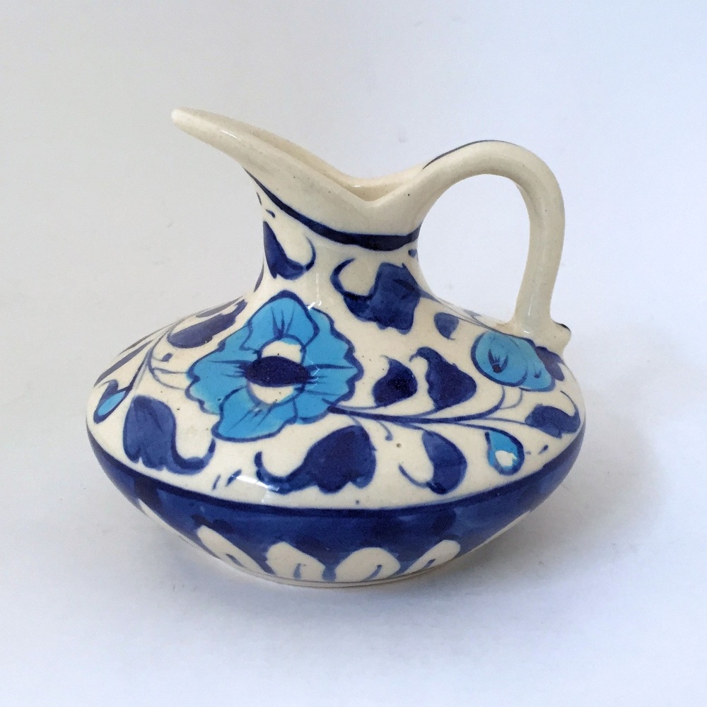 Multani Hand Painted Small Pottery Pitcher Flowers